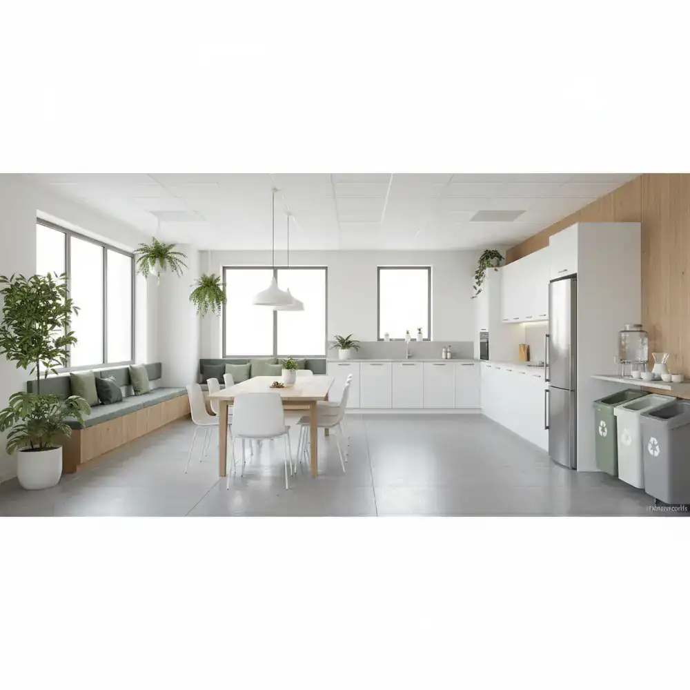 Clean modern corporate breakroom