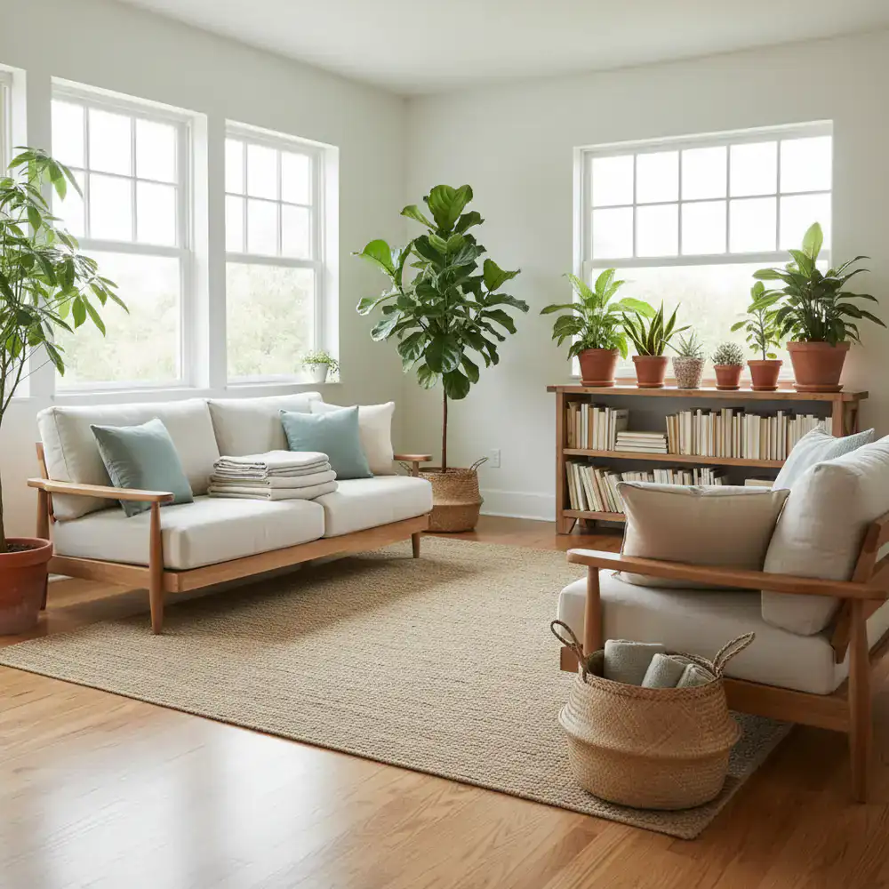 Fresh and organized living space after cleaning