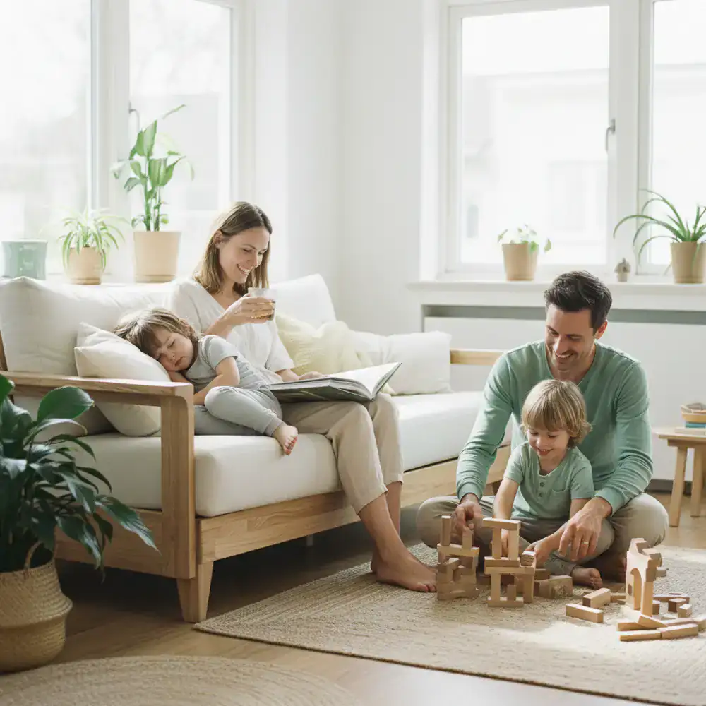 Relaxed family enjoying a clean, safe home