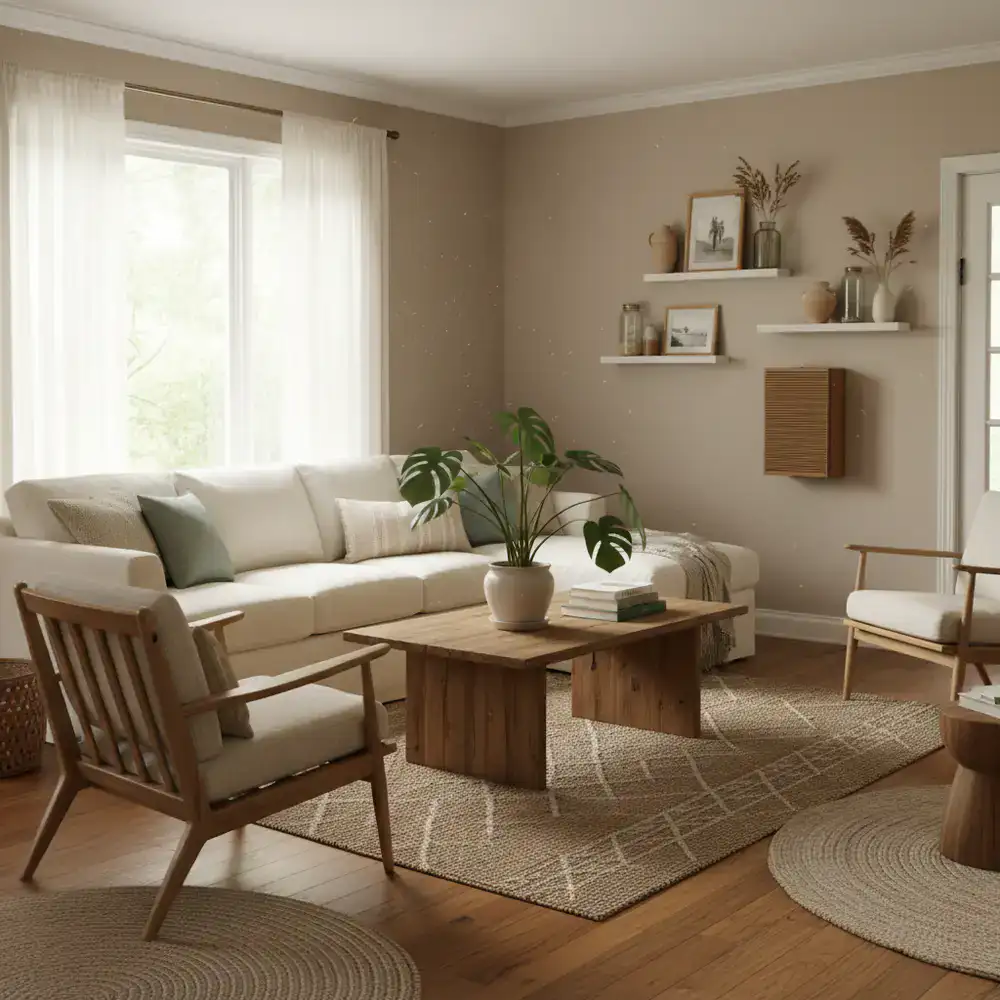 Bright, naturally cleaned residential living room